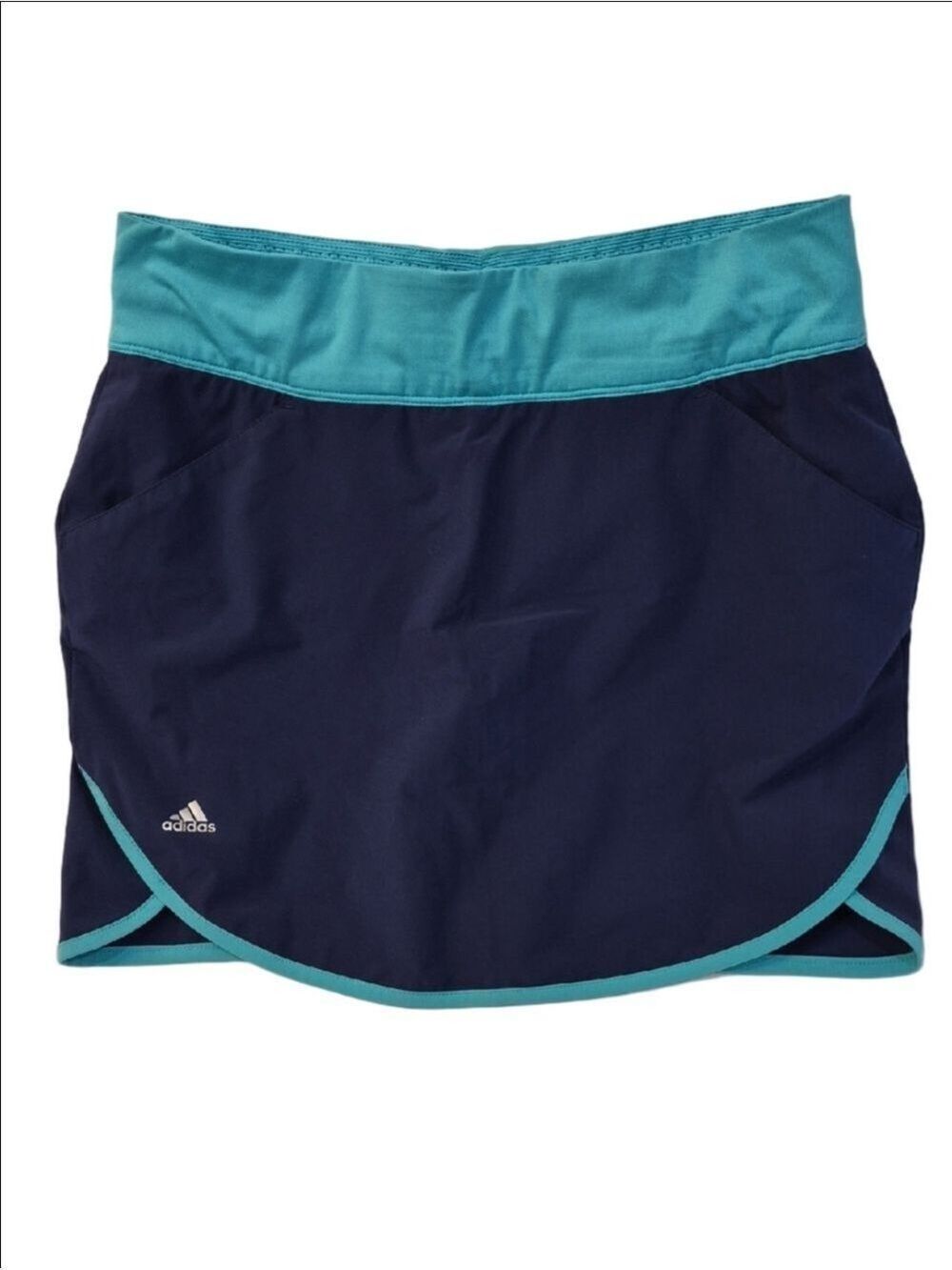 adidas Navy Swim Skort with Teal Waistband